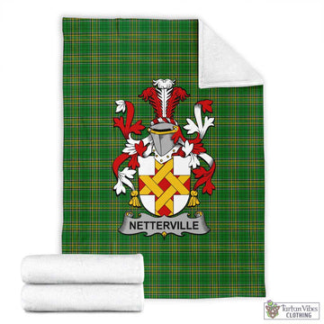 Netterville Irish Clan Tartan Blanket with Coat of Arms X-Large 59 x 79 inches 150 x 200 cm - Tartan Vibes Clothing