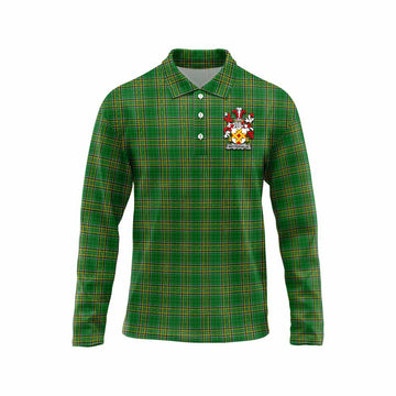 Netterville Irish Clan Tartan Long Sleeve Polo Shirt with Coat of Arms Unisex - Tartan Vibes Clothing