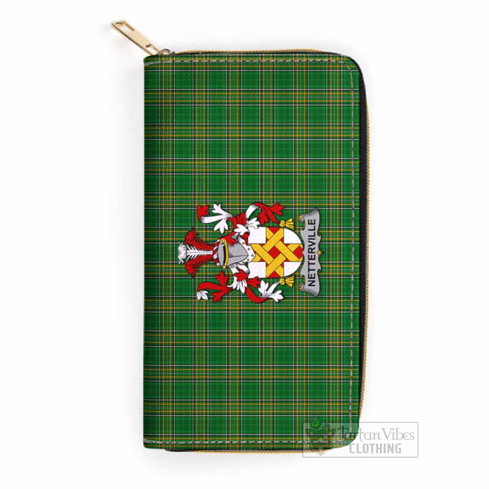 Netterville Irish Clan Tartan Women's Leather Wallet with Coat of Arms One Size 19.7*10.5*3.5 cm - Tartan Vibes Clothing