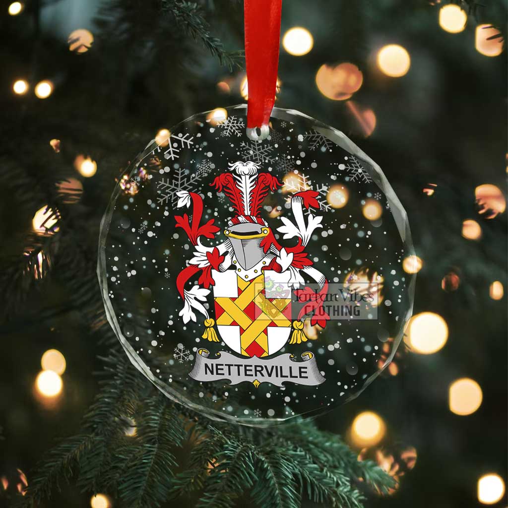 Netterville Irish Clan Christmas Glass Ornament with Coat of Arms - 2D-tartanvibesclothing