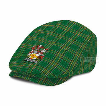 Netterville Irish Clan Tartan Jeff Cap, Tartan Flat Cap with Coat of Arm - Tartan Vibes Clothing