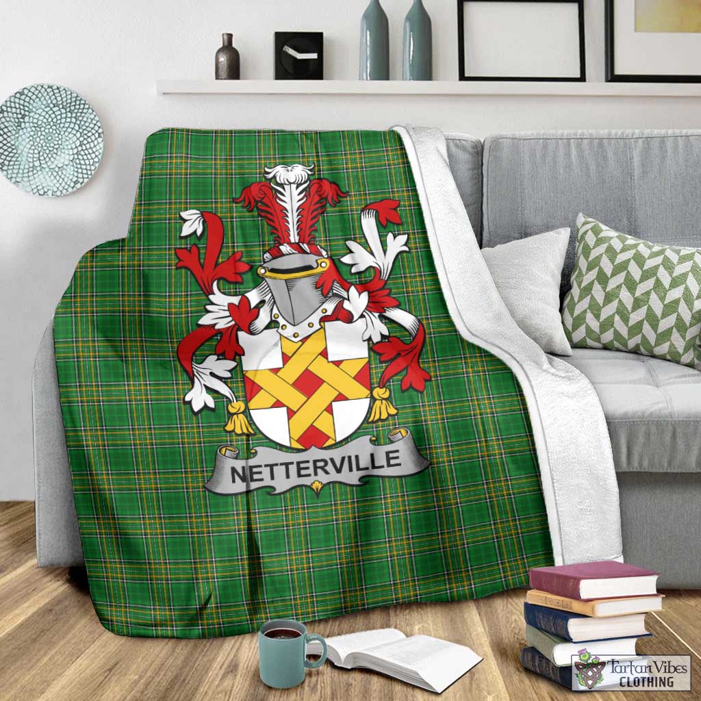 Netterville Irish Clan Tartan Blanket with Coat of Arms - Tartan Vibes Clothing