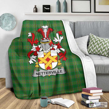 Netterville Irish Clan Tartan Blanket with Coat of Arms - Tartan Vibes Clothing