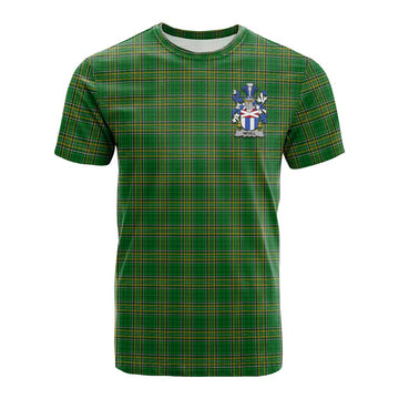 Tartan Vibes Clothing Nevill Irish Clan Tartan Cotton T-shirt with Coat of Arms