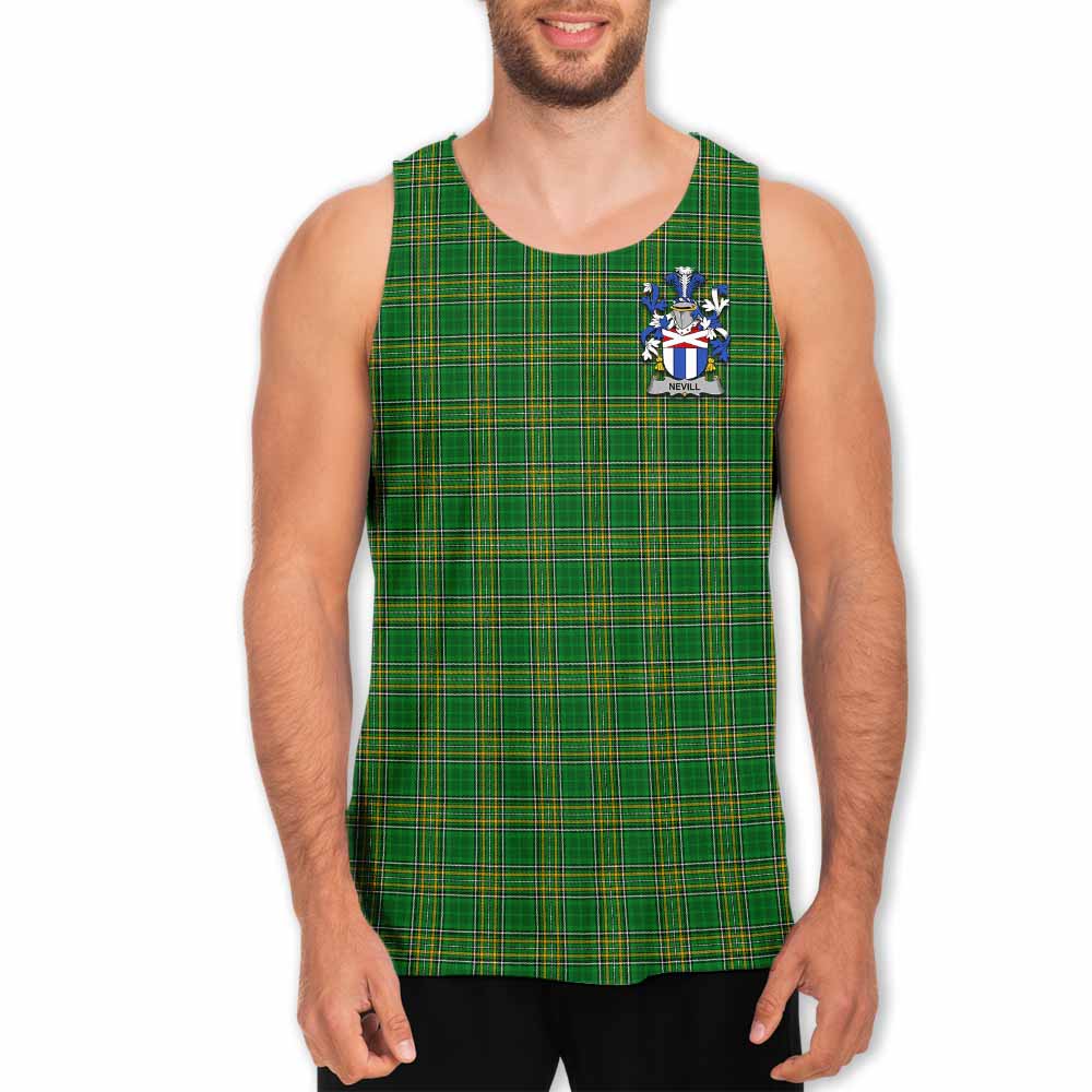 Tartan Vibes Clothing Nevill Irish Clan Tartan Men's Tank Top with Coat of Arms