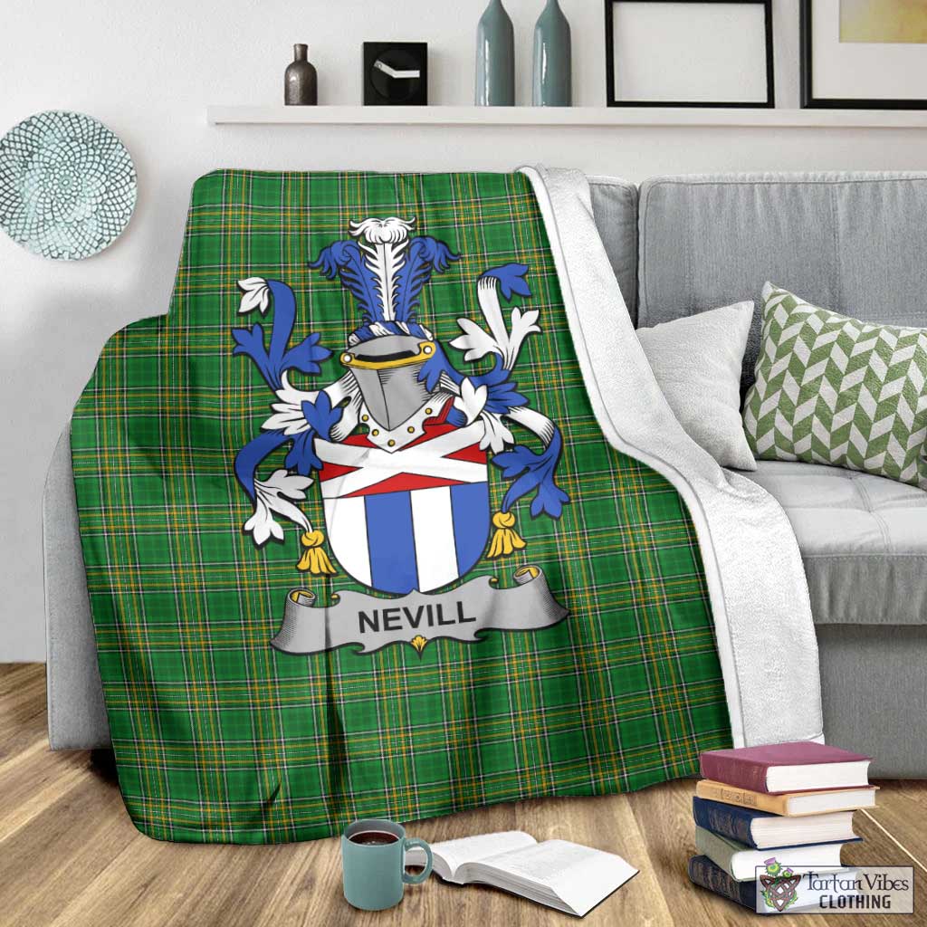 Nevill Irish Clan Tartan Blanket with Coat of Arms - Tartan Vibes Clothing