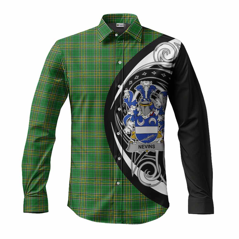 Nevins Irish Clan Long Sleeve Button Shirt Celtic Circle Style Men's Shirt S - Tartan Vibes Clothing