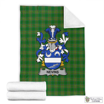 Nevins Irish Clan Tartan Blanket with Coat of Arms X-Large 59 x 79 inches 150 x 200 cm - Tartan Vibes Clothing