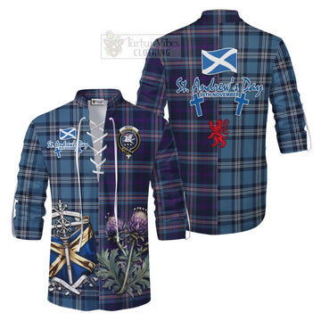 Nevoy Tartan Ghillie Kilt Shirt Happy St. Andrew's Day Half Tartan Style Men - Tartan Vibes Clothing
