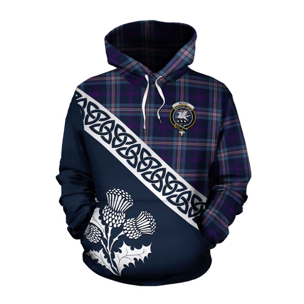 Nevoy Tartan Cotton Hoodie Featuring Thistle and Scotland Map Pullover Hoodie XS - Tartan Vibes Clothing