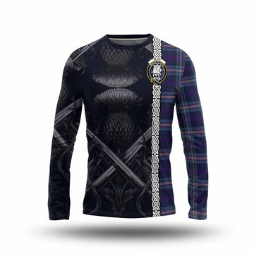 Nevoy Tartan Long Sleeve T-Shirt with Family Crest Cross Sword Thistle Celtic Vibes Unisex - Tartan Vibes Clothing