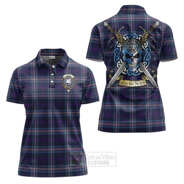 Nevoy Tartan Women's Polo Shirt with Family Crest Celtic Skull Style Women - Tartan Vibes Clothing