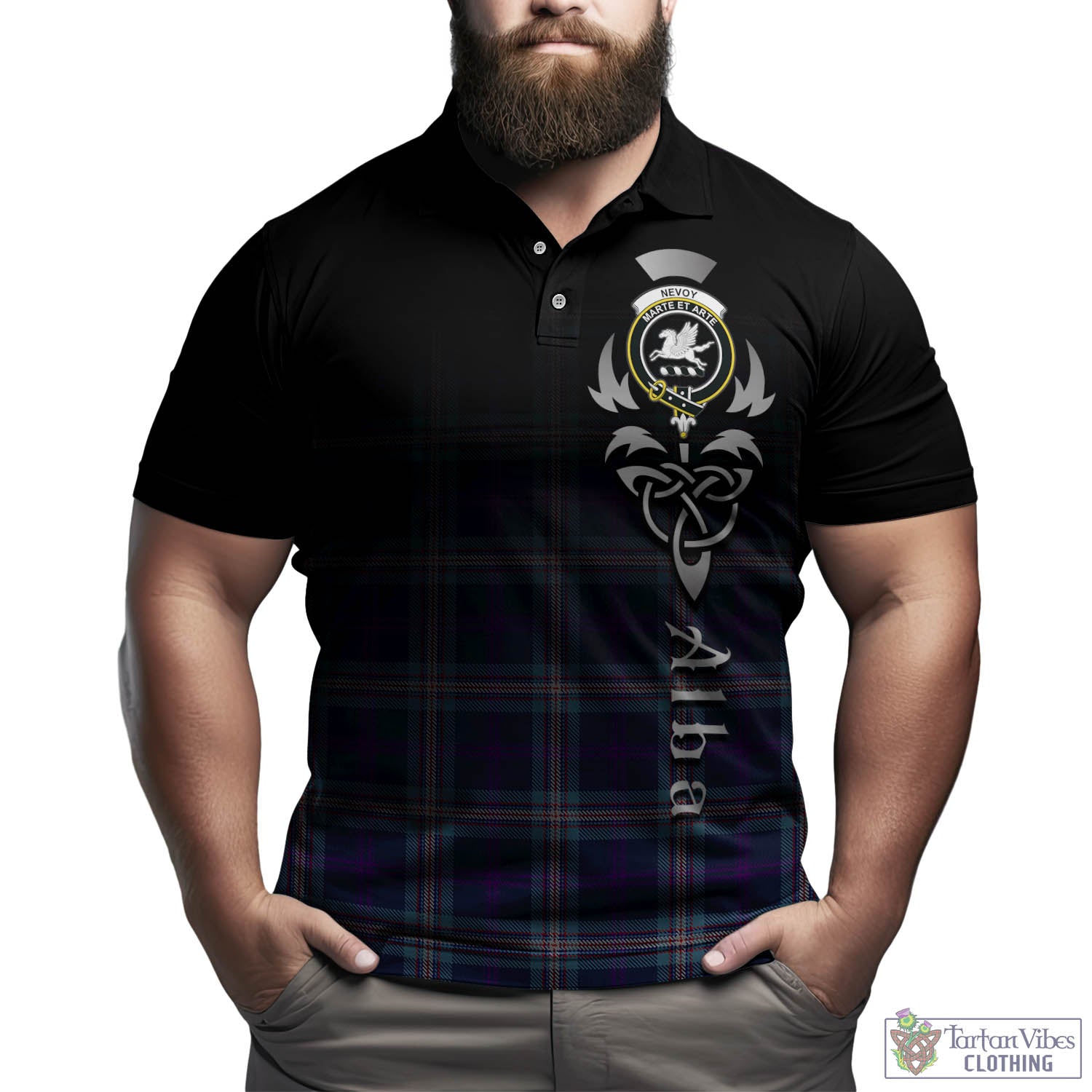 Nevoy Tartan Polo Shirt Featuring Alba Gu Brath Family Crest Celtic Inspired Kid - Tartan Vibes Clothing