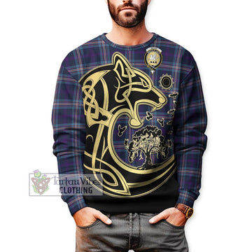 Nevoy Tartan Sweatshirt with Family Crest Celtic Wolf Style Unisex - Tartan Vibes Clothing