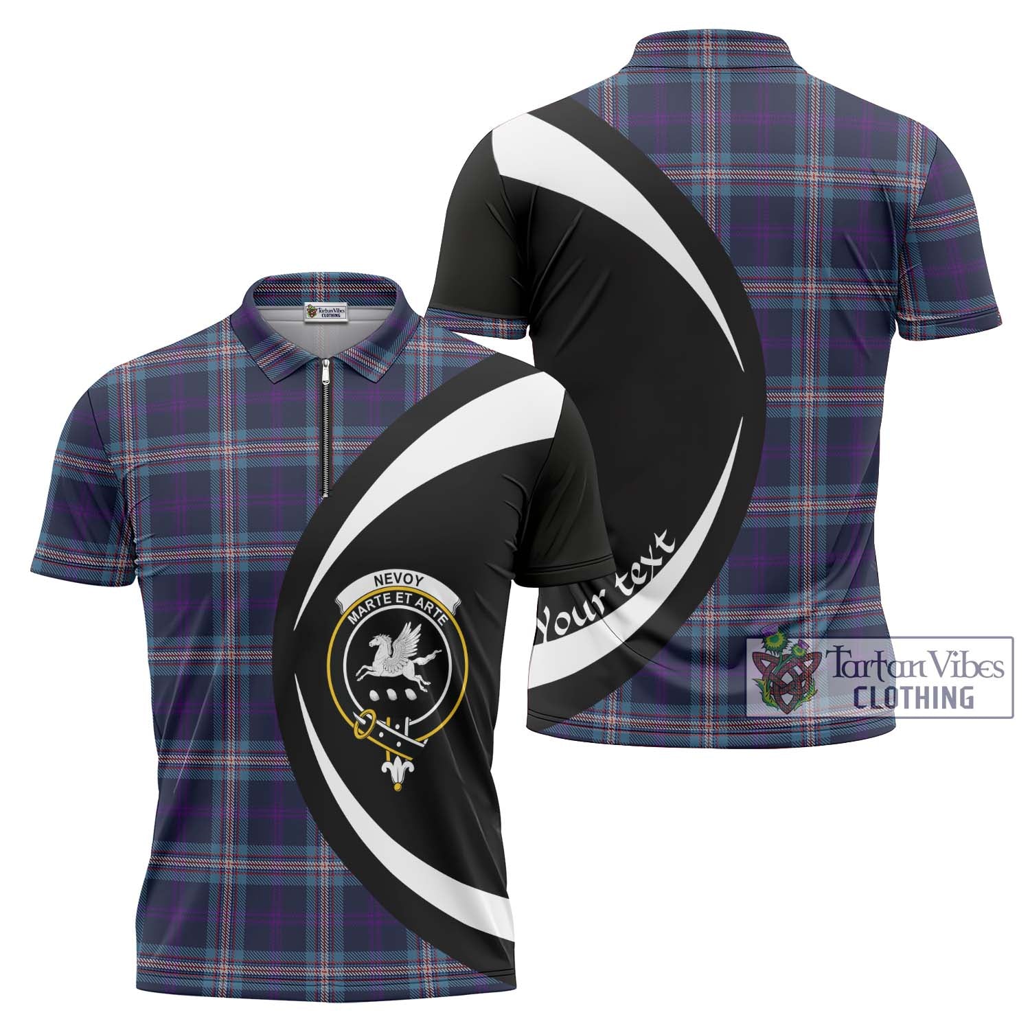 Nevoy Tartan Zipper Polo Shirt with Family Crest Circle Style Unisex - Tartan Vibes Clothing