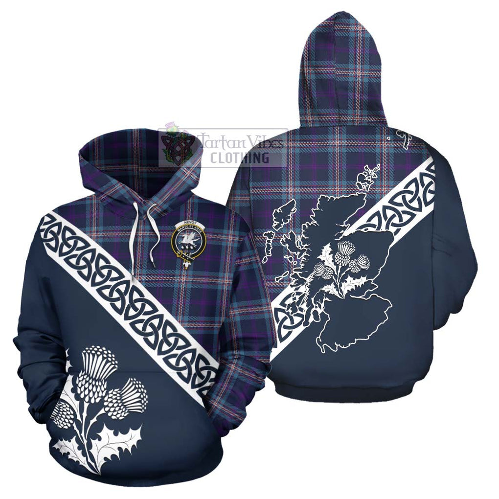 Nevoy Tartan Hoodie Featuring Thistle and Scotland Map Zip Hoodie - Tartan Vibes Clothing