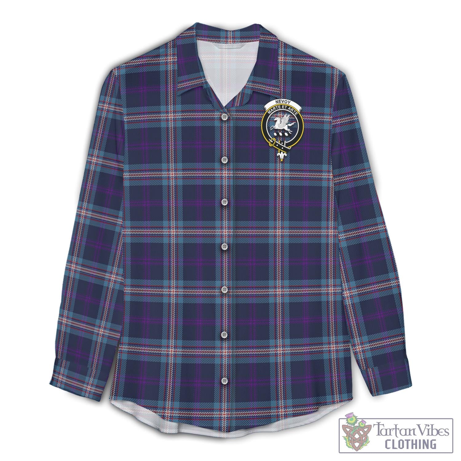 Nevoy Tartan Women's Casual Shirt with Family Crest Female - Tartan Vibes Clothing