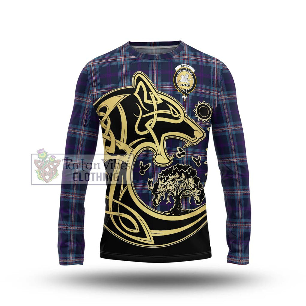 Nevoy Tartan Long Sleeve T-Shirt with Family Crest Celtic Wolf Style Unisex - Tartan Vibes Clothing