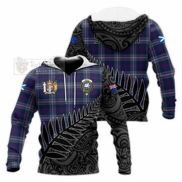 Nevoy Crest Tartan Knitted Hoodie with New Zealand Silver Fern Half Style Unisex Knitted Pullover Hoodie - Tartan Vibes Clothing