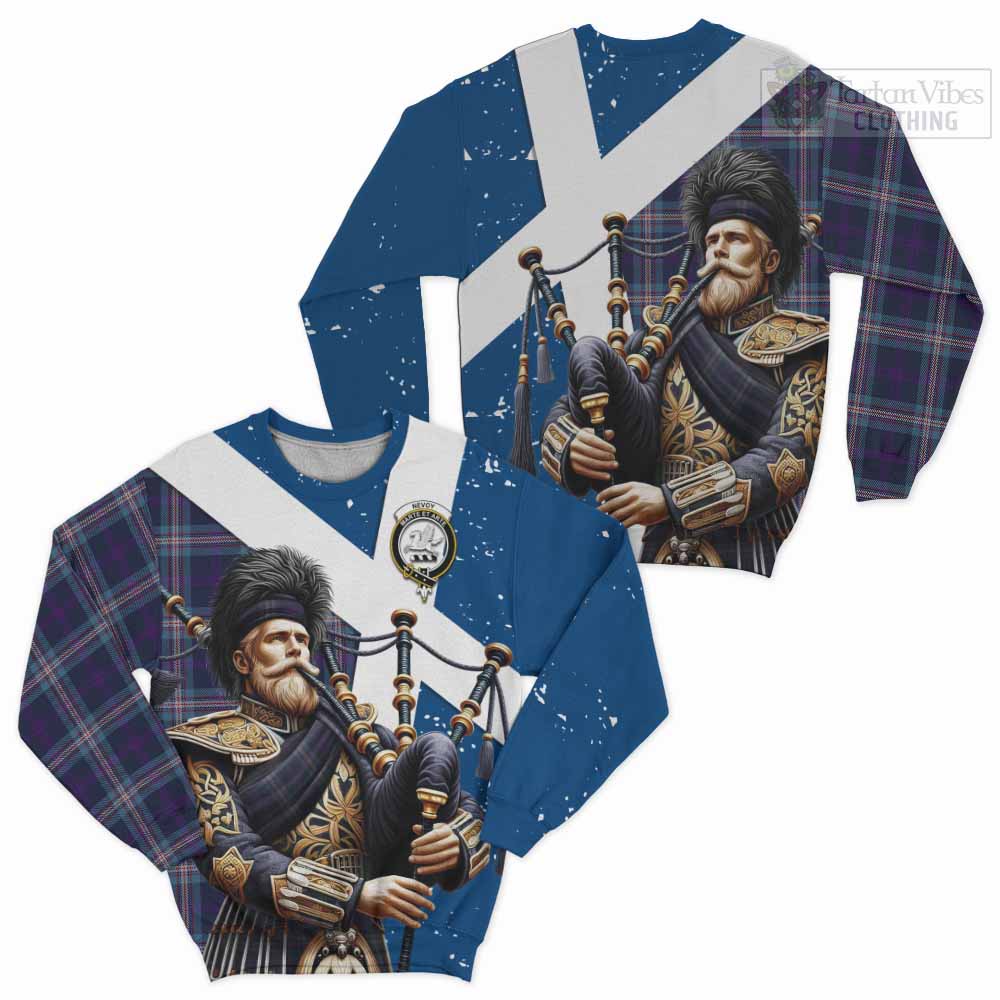 Nevoy Tartan Sweatshirt with Family Crest Scottish Bagpiper Vibes Unisex - Tartan Vibes Clothing