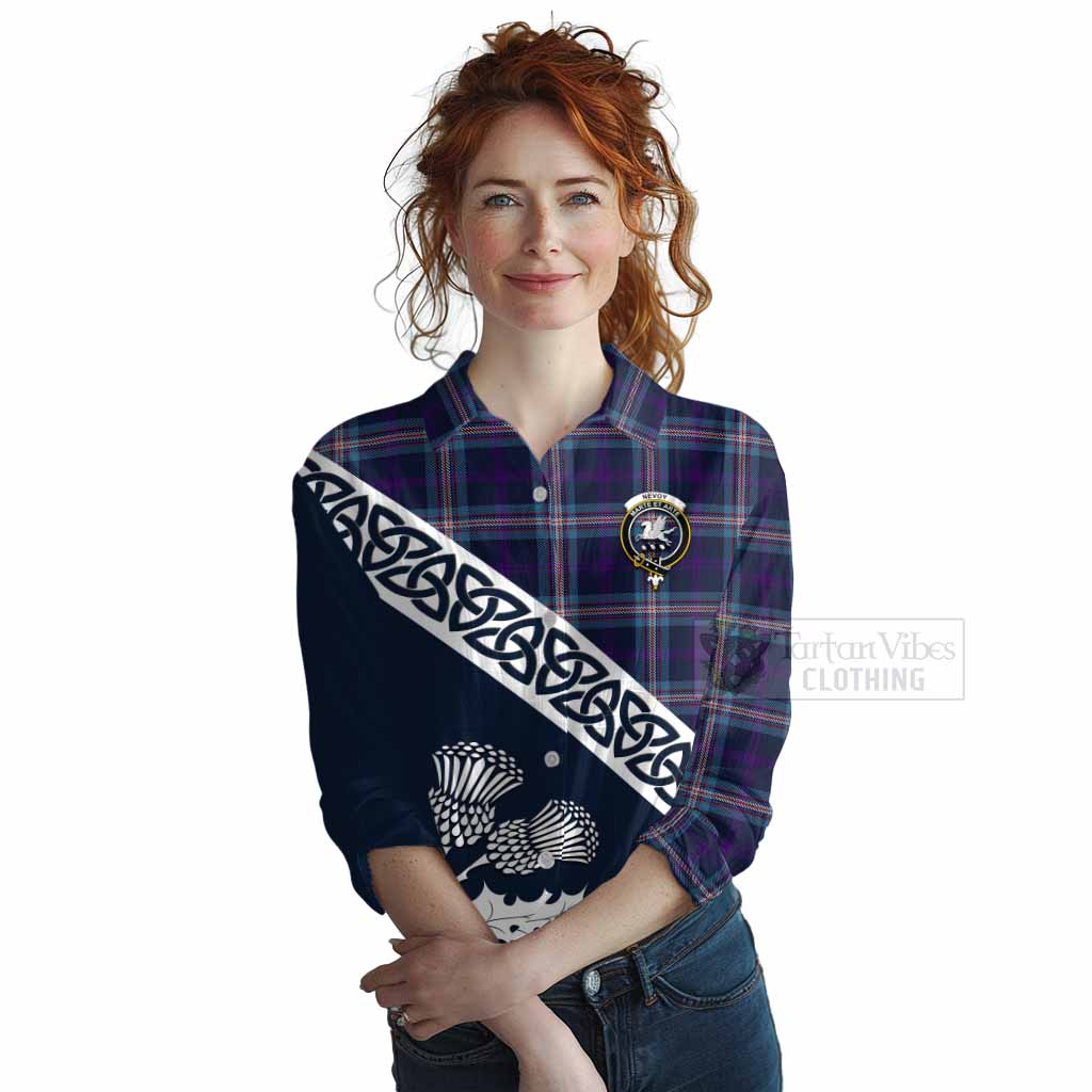 Nevoy Tartan Women's Casual Shirt Featuring Thistle and Scotland Map Female - Tartan Vibes Clothing