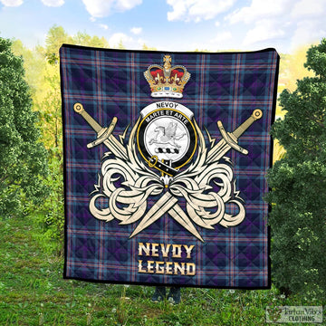 Nevoy Tartan Quilt with Clan Crest and the Golden Sword of Courageous Legacy Super King Quilt 91" x 110" - Tartan Vibes Clothing