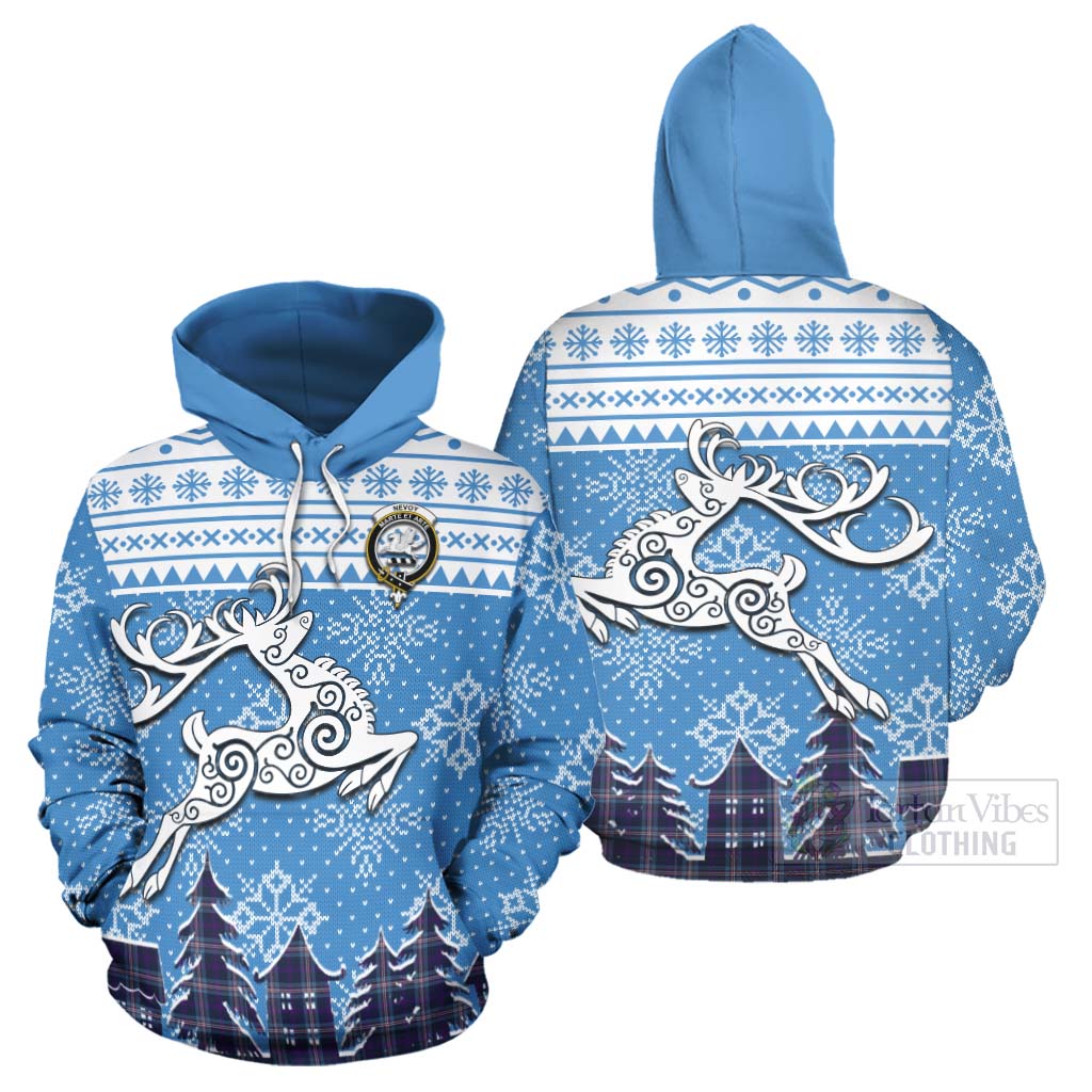 Nevoy Clan Christmas Hoodie Celtic Reindeer Style Zip Hoodie - Tartan Vibes Clothing