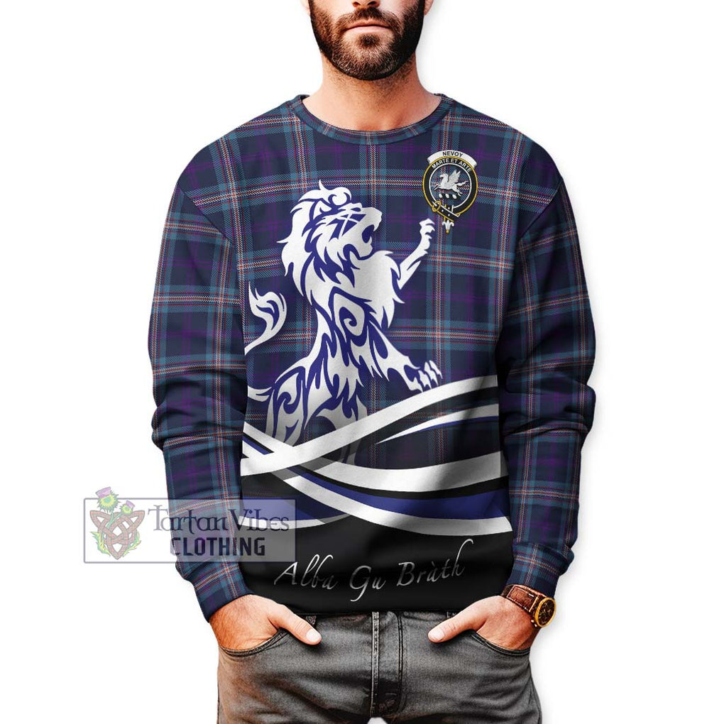 Nevoy Tartan Sweatshirt with Alba Gu Brath Regal Lion Emblem Unisex - Tartan Vibes Clothing