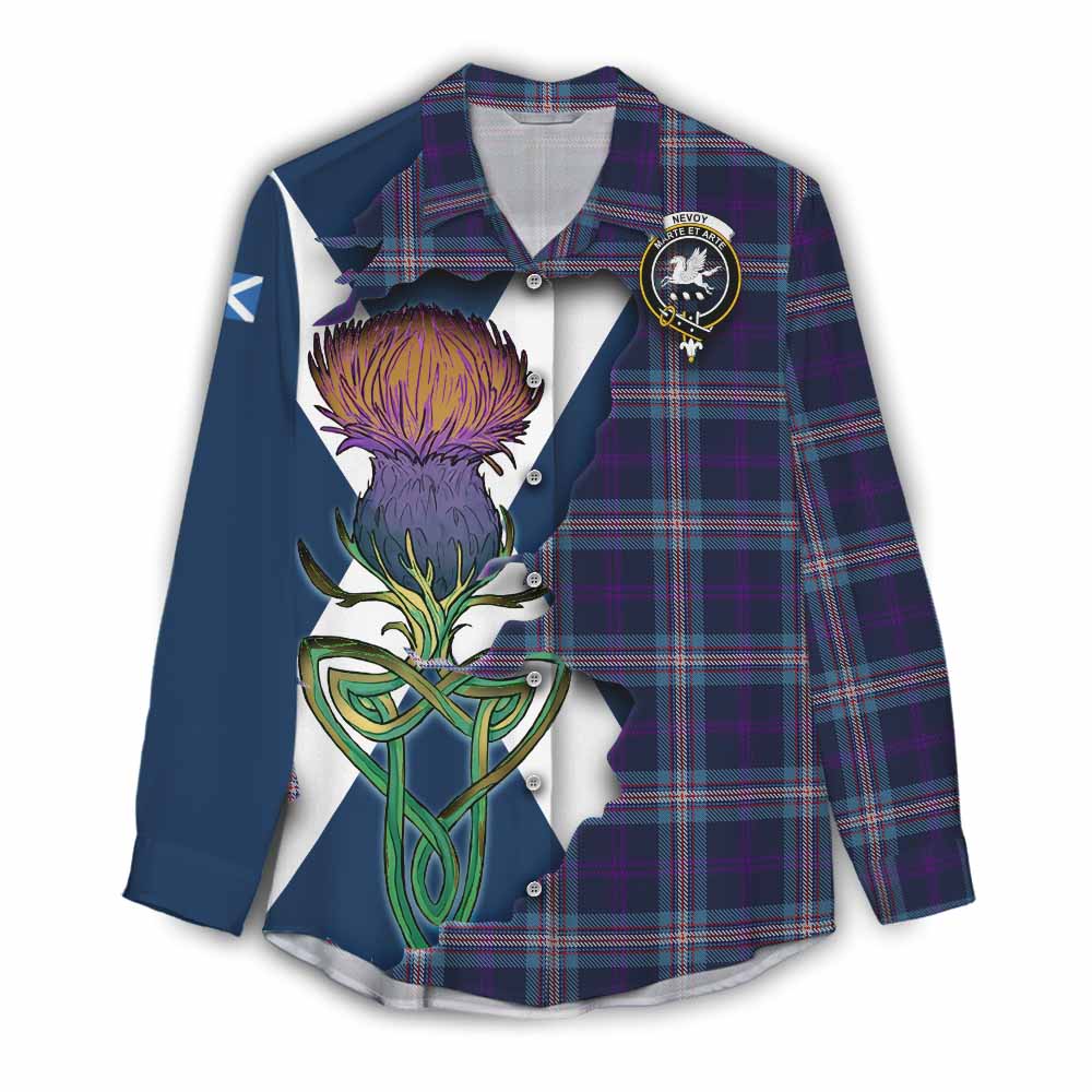 Nevoy Tartan Family Crest Women's Casual Shirt Scottish Thistle Celtic Inspired Female - Tartan Vibes Clothing