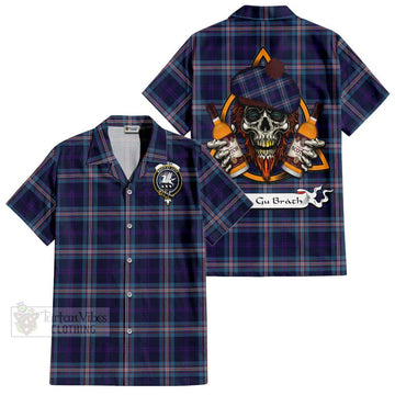 Nevoy Tartan Hawaiian Shirt with Family Crest and Bearded Skull Holding Bottles of Whiskey Kid - Tartan Vibes Clothing