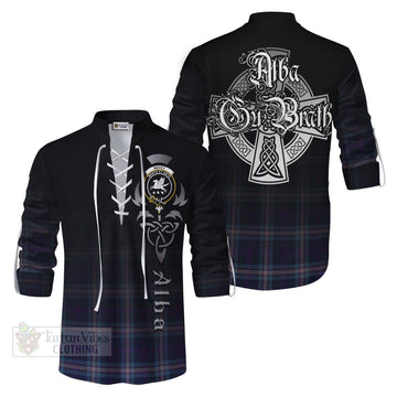 Nevoy Tartan Ghillie Kilt Shirt Featuring Alba Gu Brath Family Crest Celtic Inspired Men - Tartan Vibes Clothing