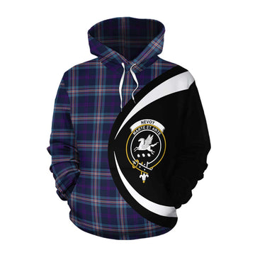 Nevoy Tartan Cotton Hoodie with Family Crest Circle Style Pullover Hoodie XS - Tartan Vibes Clothing