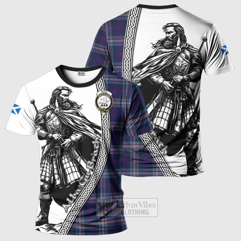 Nevoy Tartan Clan Crest T-Shirt with Highlander Warrior Celtic Style Kid's Shirt - Tartan Vibes Clothing