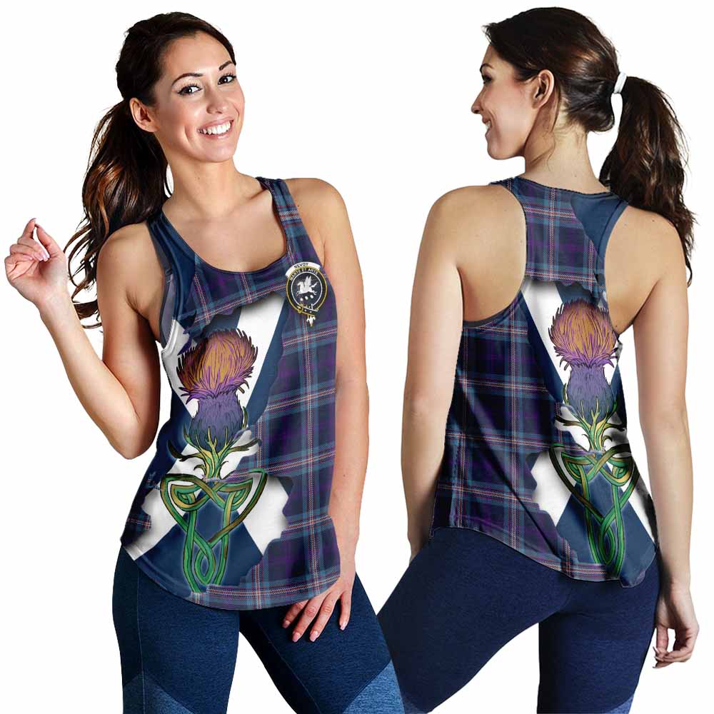 Nevoy Tartan Family Crest Women's Racerback Tanks Scottish Thistle Celtic Inspired 4XL - Tartan Vibes Clothing