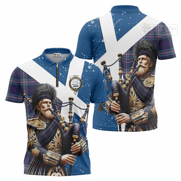 Nevoy Tartan Zipper Polo Shirt with Family Crest Scottish Bagpiper Vibes Unisex - Tartan Vibes Clothing