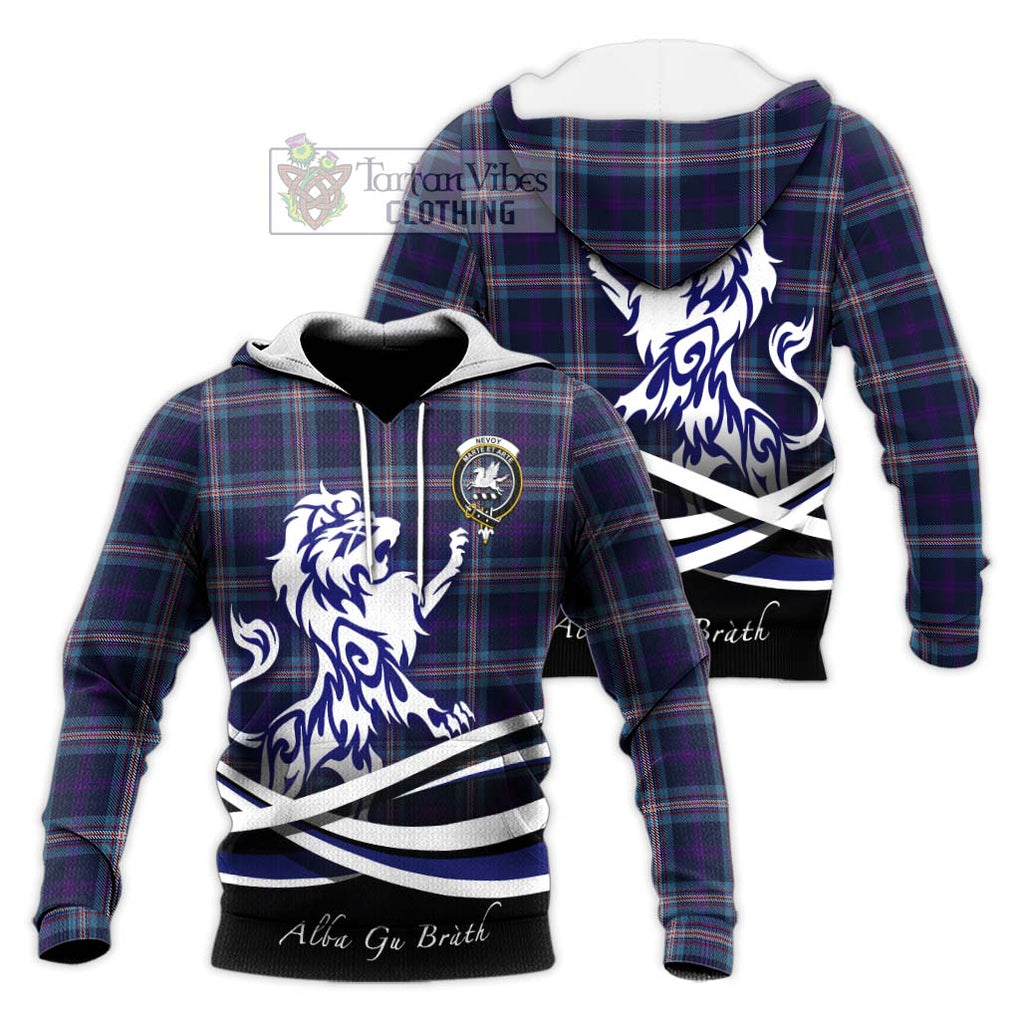 Nevoy Tartan Knitted Hoodie with Alba Gu Brath Regal Lion Emblem Unisex Knitted Pullover Hoodie - Tartan Vibes Clothing