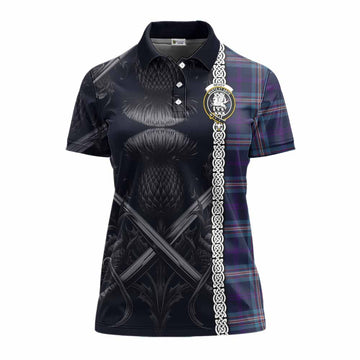 Nevoy Tartan Women's Polo Shirt with Family Crest Cross Sword Thistle Celtic Vibes Women - Tartan Vibes Clothing