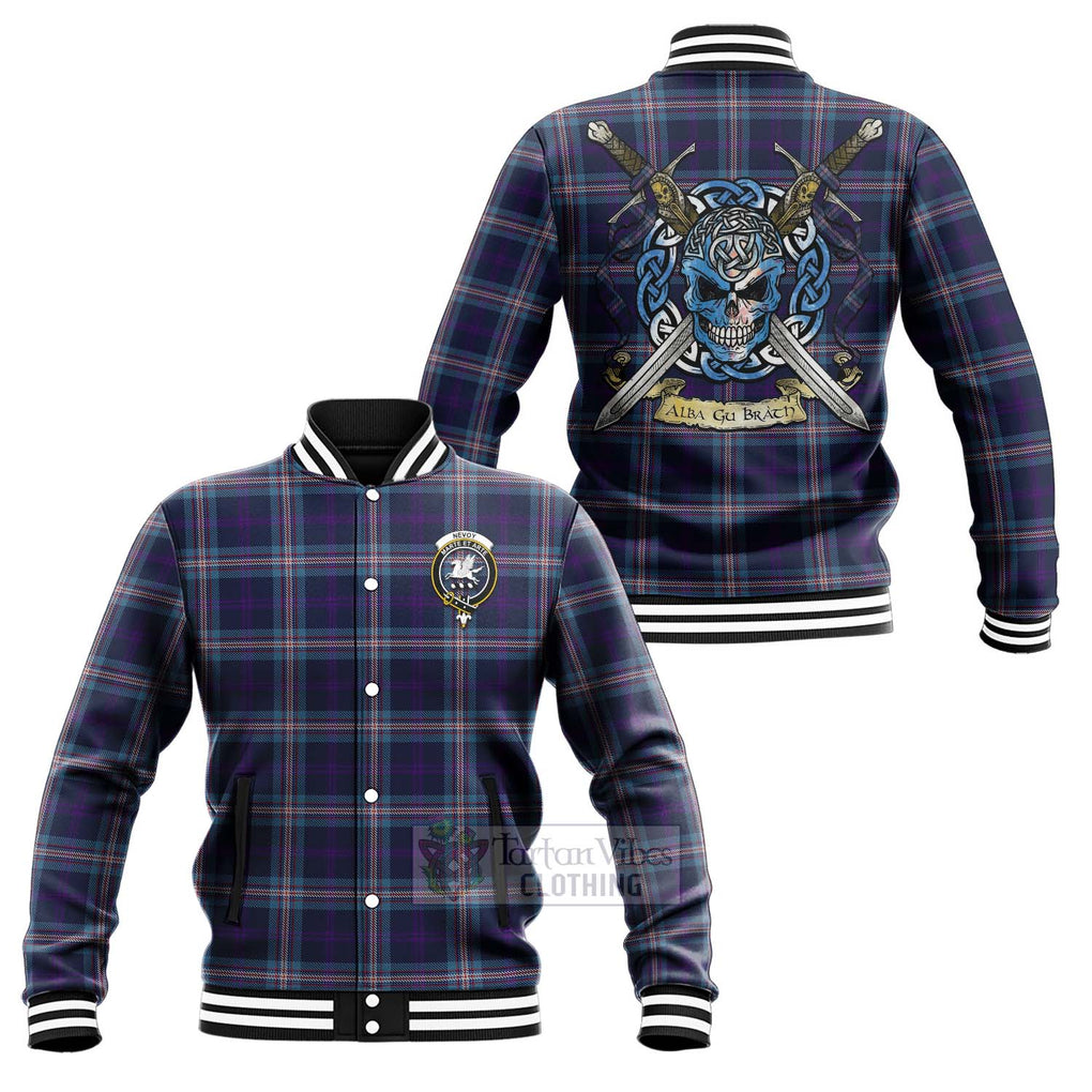 Nevoy Tartan Baseball Jacket with Family Crest Celtic Skull Style Unisex - Tartan Vibes Clothing