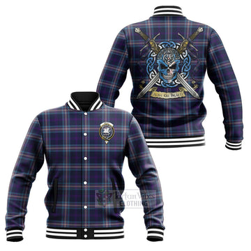 Nevoy Tartan Baseball Jacket with Family Crest Celtic Skull Style Unisex - Tartan Vibes Clothing