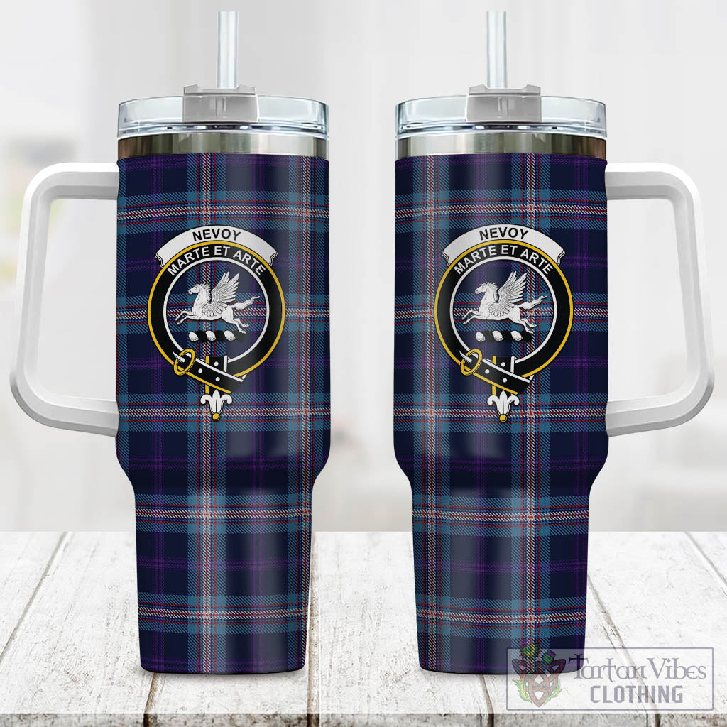 Nevoy Tartan Tumbler with Handle with Family Crest One Size 40 OZ - Tartan Vibes Clothing