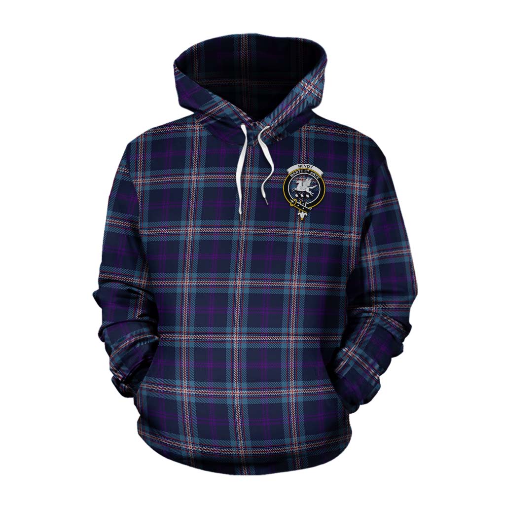 Nevoy Tartan Cotton Hoodie with Family Crest Celtic Skull Style Pullover Hoodie XS - Tartan Vibes Clothing