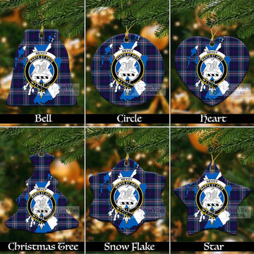 Nevoy Tartan Christmas Ceramic Ornaments with Family Crest and Scotland Map Ceramic - Tartan Vibes Clothing