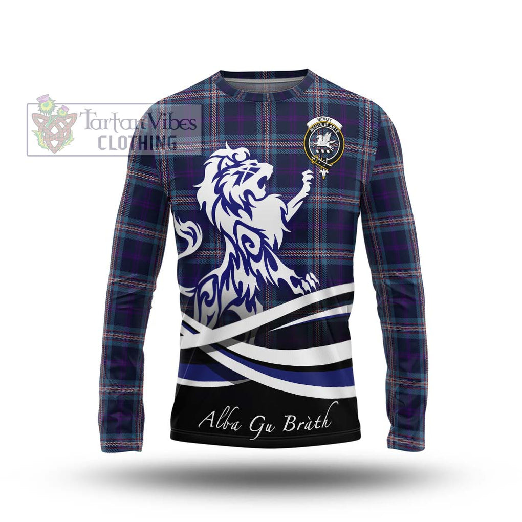 Nevoy Tartan Long Sleeve T-Shirt with Alba Gu Brath Regal Lion Emblem Unisex - Tartan Vibes Clothing