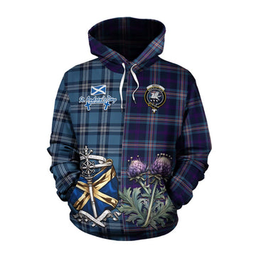 Nevoy Tartan Cotton Hoodie Happy St. Andrew's Day Half Tartan Style Pullover Hoodie XS - Tartan Vibes Clothing