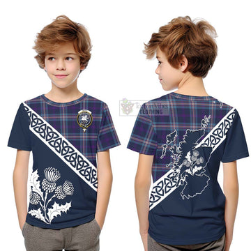 Nevoy Tartan Kid T-Shirt Featuring Thistle and Scotland Map Youth XL Size14 - Tartan Vibes Clothing