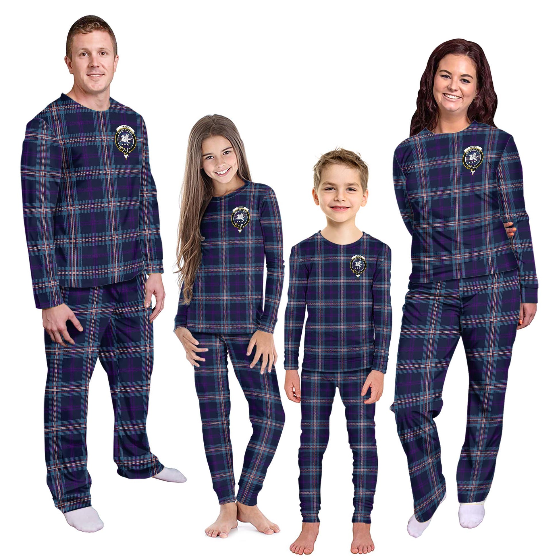 Nevoy Tartan Pajamas Family Set with Family Crest Kid - Tartan Vibes Clothing