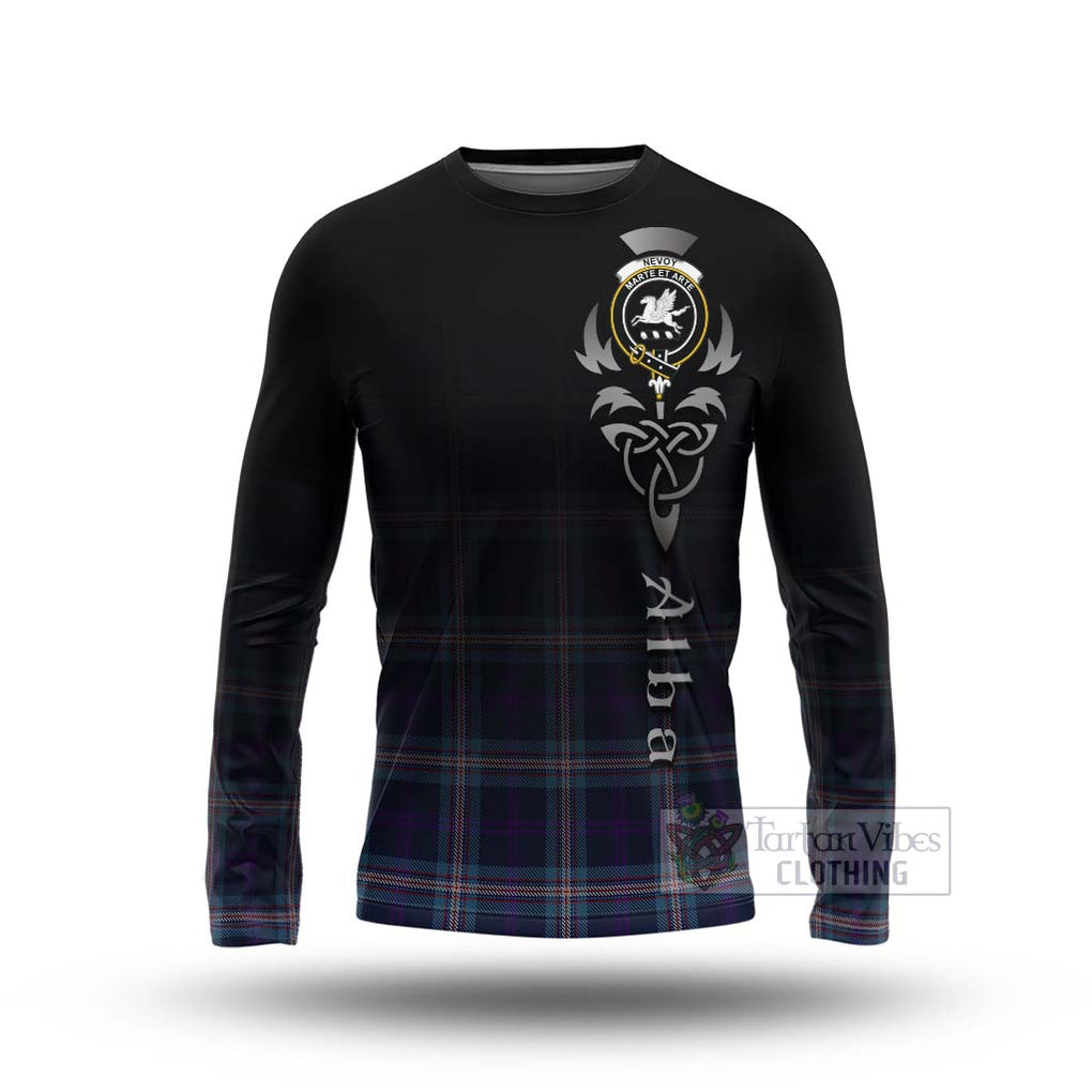 Nevoy Tartan Long Sleeve T-Shirt Featuring Alba Gu Brath Family Crest Celtic Inspired Unisex - Tartan Vibes Clothing