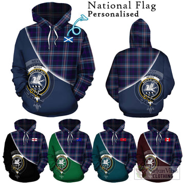 Nevoy Tartan Hoodie with Personalised National Flag and Family Crest Half Style Zip Hoodie - Tartan Vibes Clothing