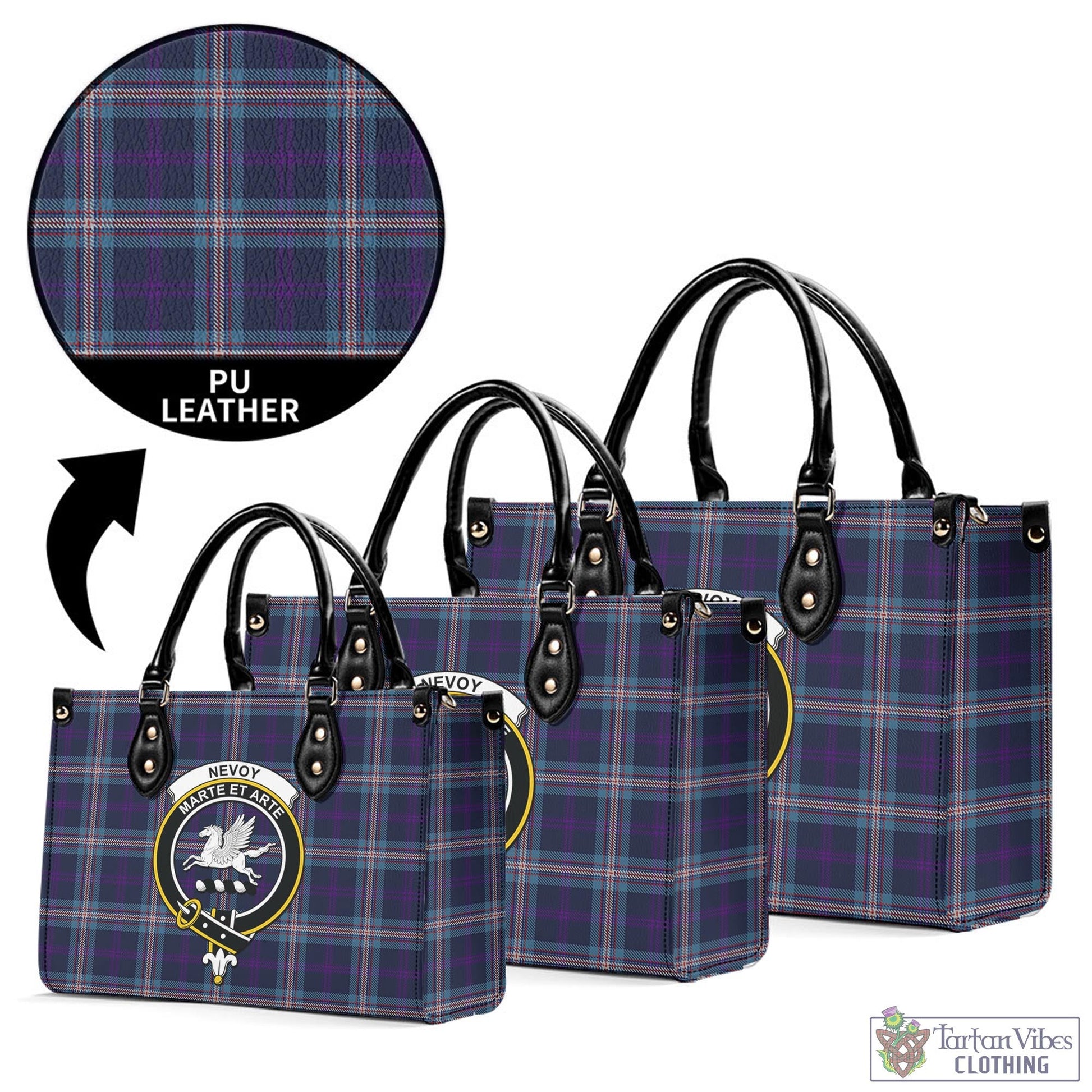 Nevoy Tartan Luxury Leather Handbags with Family Crest L - Tartan Vibes Clothing