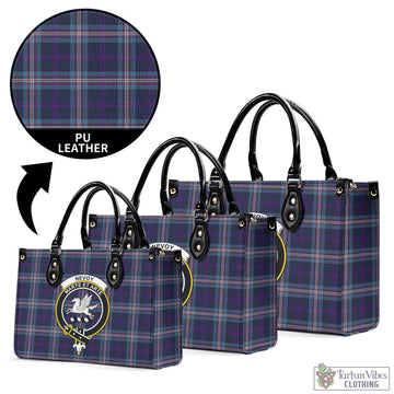 Nevoy Tartan Luxury Leather Handbags with Family Crest L - Tartan Vibes Clothing